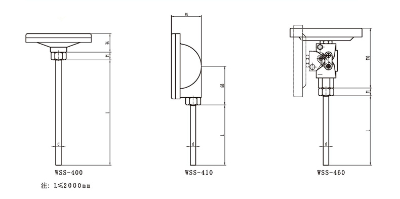 WSS工業雙金屬溫度計（通用型無固定裝置）_http://m.siteall.cn_雙金屬溫度計_第3張