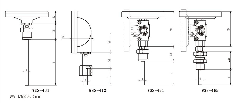 WSS工業雙金屬溫度計（通用型螺紋式）_http://m.siteall.cn_雙金屬溫度計_第3張
