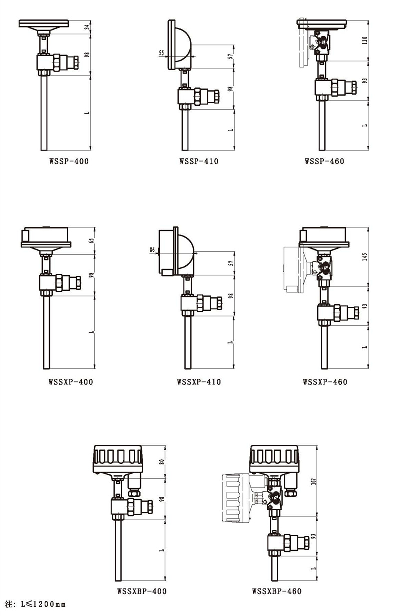 WSSX工業雙金屬溫度計（一體化型無固定裝置）_http://m.siteall.cn_雙金屬溫度計_第3張